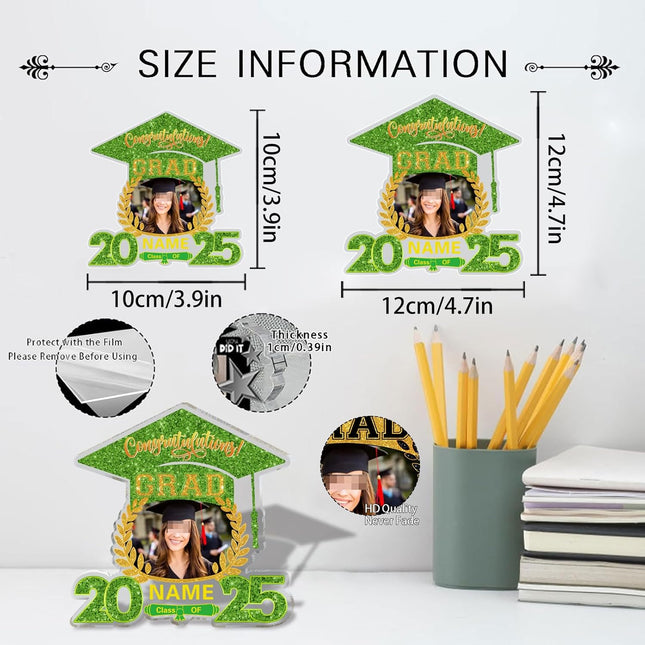 UUBAO Customized Graduation Plaque with Photo Crystal Desktop Keepsake Gift (Light Green)