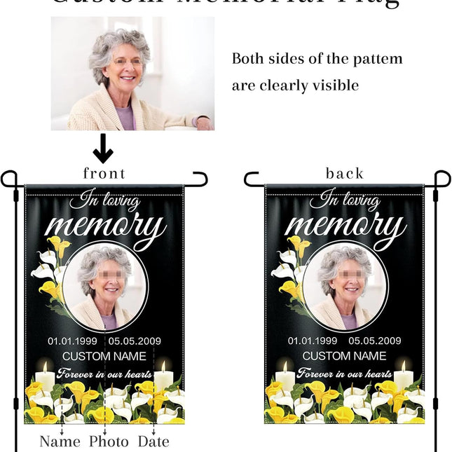 UUBAO Custom Memorial Funeral Flags - Personalized and Customized Burlap Flags for Memorial and Funeral Decoration