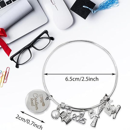 UUBAO Custom Graduation Bracelet 2025 Personalized Engraved Name High School College Graduation Gifts, Senior Graduate Crystal Heart Charm Bracelet Bangle