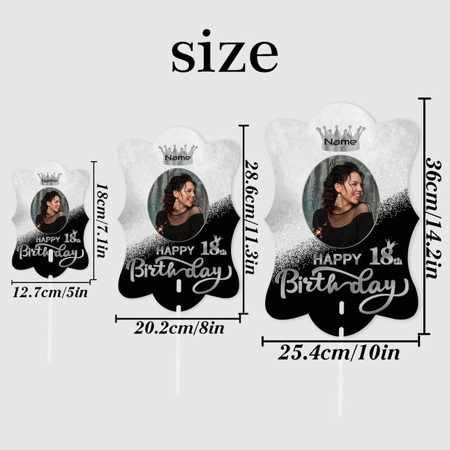 UUBAO Custom Happy Birthday Face Cutout Fans Personalized Photo Prop Signs for Birthday Party(Black and Silver)