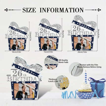 UUBAO Customized Birthday Gift Acrylic Plaque Custom Picture Crystal Desktop Keepsake Gift Birthday Decorations(Blue)