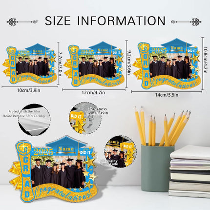 UUBAO Customized Graduation Plaque with Photo Crystal Desktop Keepsake Gift (Sky Blue)