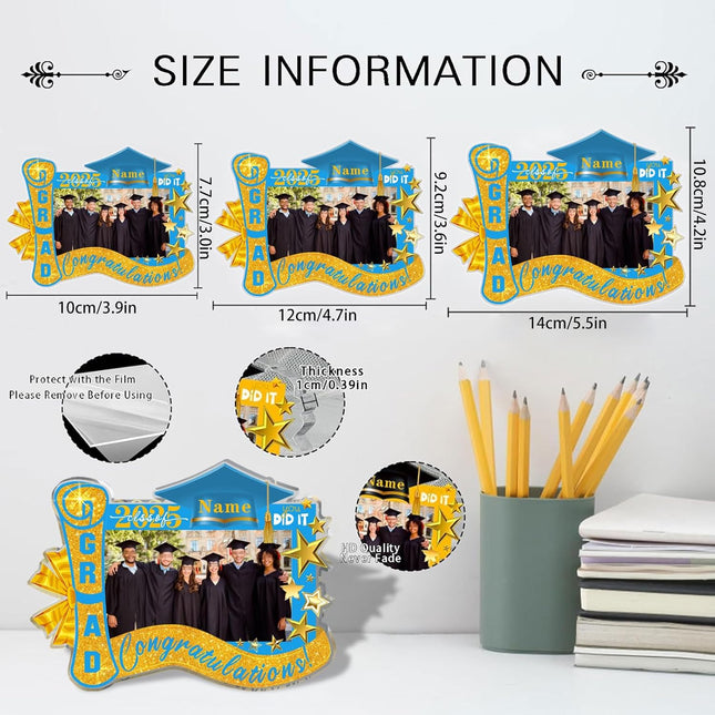UUBAO Customized Graduation Plaque with Photo Crystal Desktop Keepsake Gift (Sky Blue)