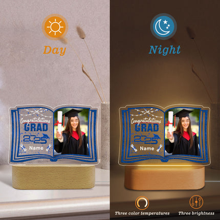 UUBAO Custom Night Light with Photo Name 2025 Personalized Graduation Led Lamp for Women Man Gifts for College High School (Navy Blue)