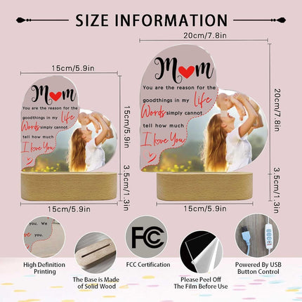 UUBAO Custom Acrylic Night Light Gifts Personalized Mother's Day Gifts Custom Photo for Mom