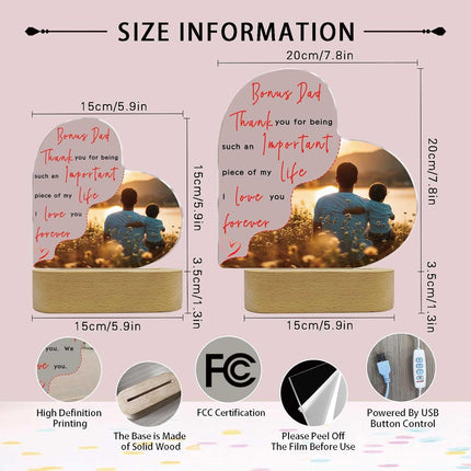 UUBAO Customized Acrylic Night Light Gifts Personalized Father's Day Gifts Acrylic LED Gifts for Bonus Dad