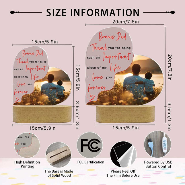 UUBAO Customized Acrylic Night Light Gifts Personalized Father's Day Gifts Acrylic LED Gifts for Bonus Dad