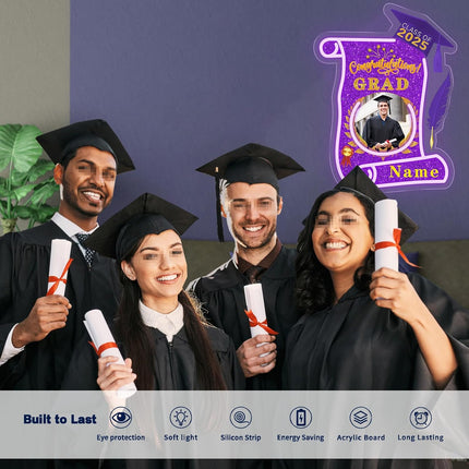 UUBAO Custom Graduation Gift LED Neon Signs Class of 2025 Personalized Photo Congrats Grad USB Powered (Purple)