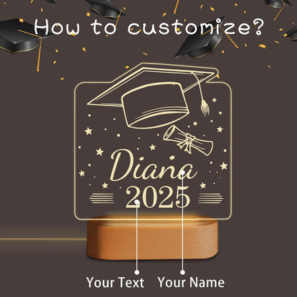 UUBAO Personalized Graduation Lamp Gifts for Her or Him Class of 2025 Custom Name College & Year Congrats Grad 3D Illusion Night Light Decoration for High School Graduation or University (Scroll)