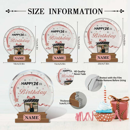 UUBAO Customized Birthday Gift Acrylic Plaque Custom Picture Crystal Desktop Keepsake Gift Birthday Decorations(Pink)