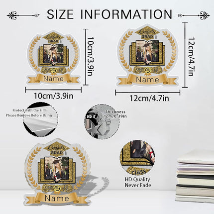 UUBAO Customized Graduation Plaque with Single Picture Custom Picture 2025 Congrats Grad Crystal Desktop Farewell Keepsake Gift (Champagne)