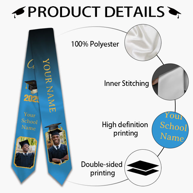 UUBAO Personalized Graduation Stole Class of 2025 Custom Academic Ceremony Shawl for Graduations Formal Events(Pink)