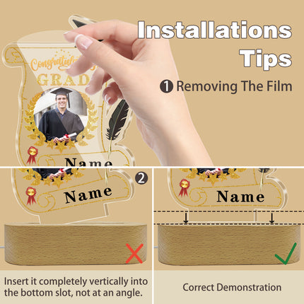 UUBAO Personalized Night Light Class of 2025 Graduation Gift for Junior High School College Teachers and Classmates(Yellow)