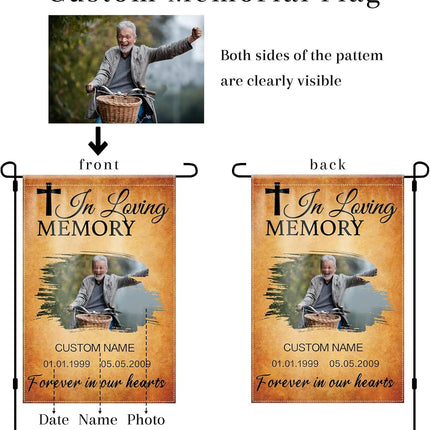 UUBAO Custom Memorial Funeral Flags - Personalized and Customized Burlap Flags for Memorial and Funeral Decoration