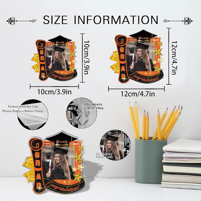 UUBAO Customized Graduation Plaque with Single Picture Custom Picture 2025 Congrats Grad Crystal Desktop Farewell Keepsake Gift (Orange)