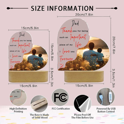 UUBAO Customized Acrylic Night Light Gifts Personalized Father's Day Gifts Acrylic LED Gifts for Dad