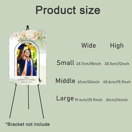 UUBAO Customized Welcome Sign for Graduation Party Personalized Acrylic Sign with Photo Name Class of 2025 Graduation Decor(Carving flowers)