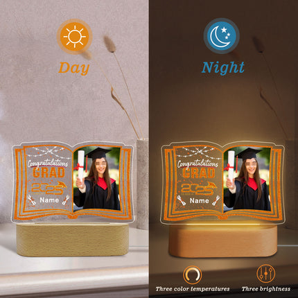 UUBAO Custom Night Light with Photo Name 2025 Personalized Graduation Led Lamp for Women Man Gifts for College High School (Orange)
