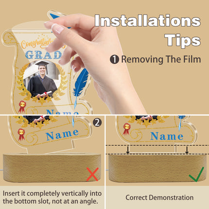 UUBAO Personalized Night Light Class of 2025 Graduation Gift for Junior High School College Teachers and Classmates(Sky Blue)