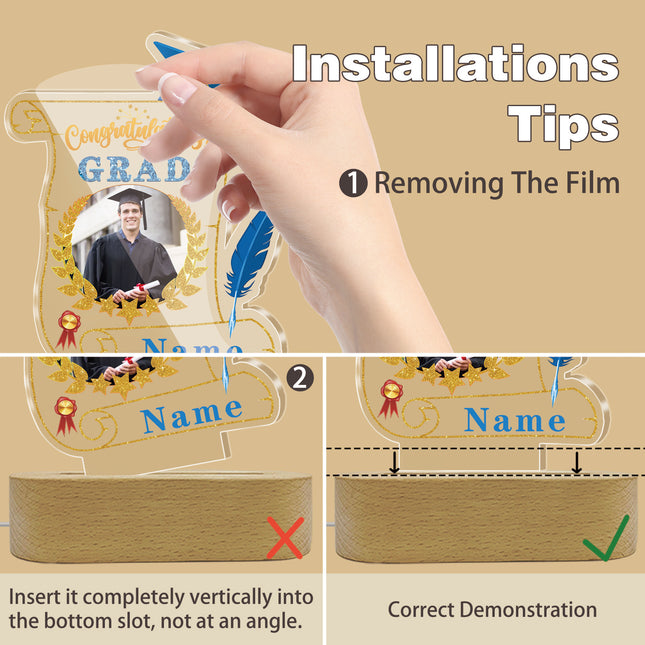 UUBAO Personalized Night Light Class of 2025 Graduation Gift for Junior High School College Teachers and Classmates(Sky Blue)