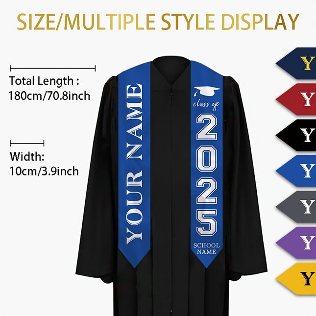 UUBAO Personalized Photo Name Graduation Shawl Custom Multi-color Option Graduation Stole Class Of 2025 Honor Shoulder Strap Decoration (Yellow)