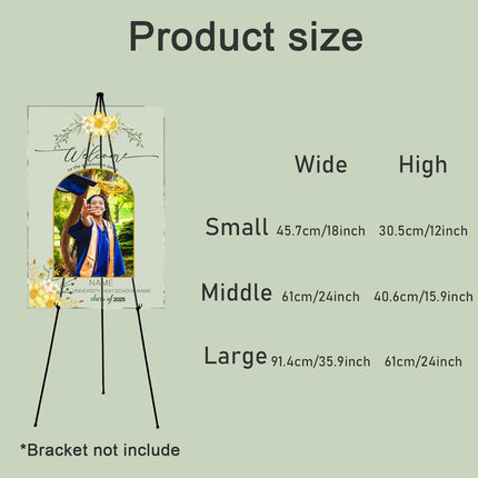 UUBAO Customized Welcome Sign for Graduation Party Personalized Acrylic Sign with Photo Name Class of 2025 Graduation Decor(Yellow Flower)