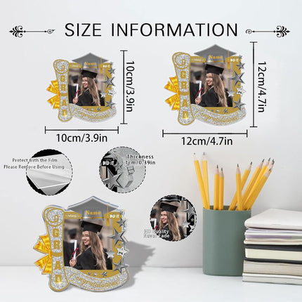 UUBAO Customized Graduation Plaque with Single Picture Custom Picture 2025 Congrats Grad Crystal Desktop Farewell Keepsake Gift (Champagne)