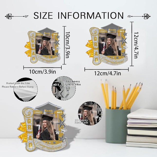 UUBAO Customized Graduation Plaque with Single Picture Custom Picture 2025 Congrats Grad Crystal Desktop Farewell Keepsake Gift (Champagne)