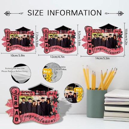 UUBAO Customized Graduation Plaque with Photo Crystal Desktop Keepsake Gift (Pink)