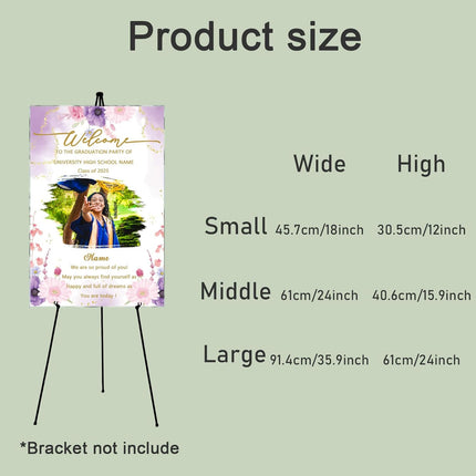 UUBAO Customized Welcome Sign for Graduation Party Personalized Acrylic Sign with Photo Name Class of 2025 Graduation Decor(Purple Flowers)