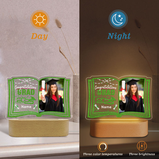 UUBAO Custom Night Light with Photo Name 2025 Personalized Graduation Led Lamp for Women Man Gifts for College High School (Light Green)