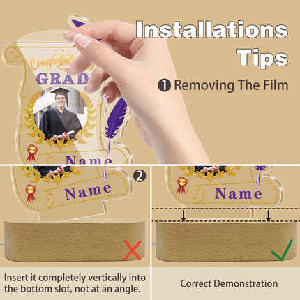 UUBAO Personalized Night Light Class of 2025 Graduation Gift for Junior High School College Teachers and Classmates(Purple)