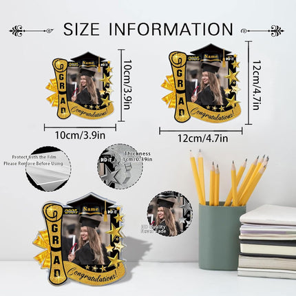 UUBAO Customized Graduation Plaque with Single Picture Custom Picture 2025 Congrats Grad Crystal Desktop Farewell Keepsake Gift (Yellow)