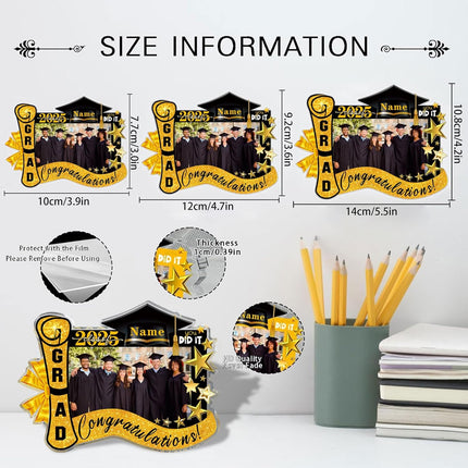 UUBAO Customized Graduation Plaque with Photo Crystal Desktop Keepsake Gift (Yellow)