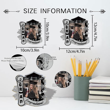 UUBAO Customized Graduation Plaque with Single Picture Custom Picture 2025 Congrats Grad Crystal Desktop Farewell Keepsake Gift (Black and Silver)