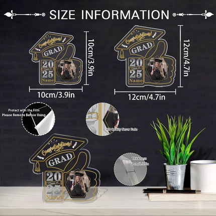 UUBAO Personalized Graduation Decorative Signs Plaques Class of 2024 Desk Paperweight Farewell Memorial Gift with Photo(Champagne)