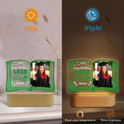 UUBAO Custom Night Light with Photo Name 2025 Personalized Graduation Led Lamp for Women Man Gifts for College High School (Dark Green)
