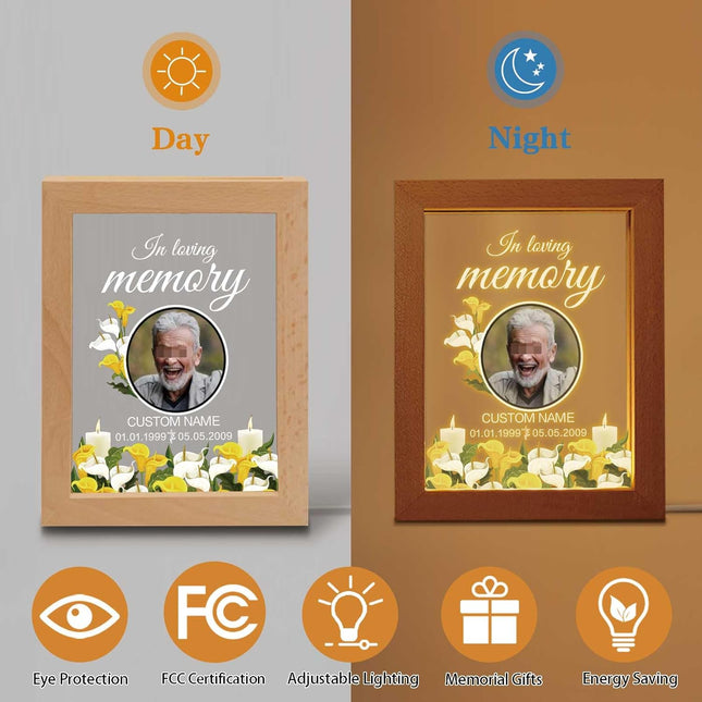 UUBAO Personalized Memorial Gift Night Light Customized Light Up Picture Frames Acrylic Led Plaque Lamp Sympathy Remembrance Gift(Flower)