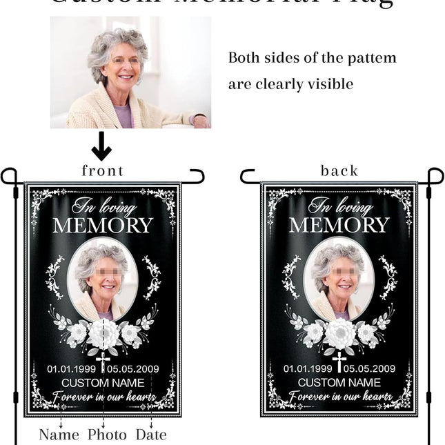 UUBAO Custom Memorial Funeral Flags - Personalized and Customized Burlap Flags for Memorial and Funeral Decoration