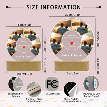 UUBAO Customized Acrylic Night Light Gift Personalized Father's Day Gift Custom Photo Name For Bonus Dad