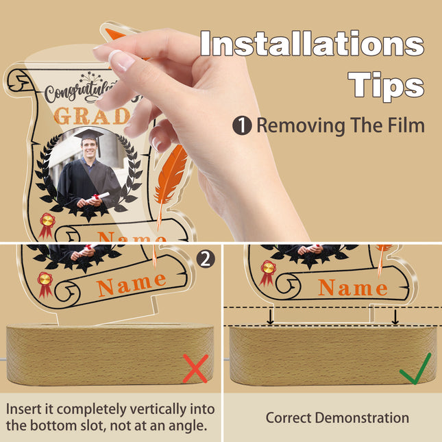 UUBAO Personalized Night Light Class of 2025 Graduation Gift for Junior High School College Teachers and Classmates(Orange)