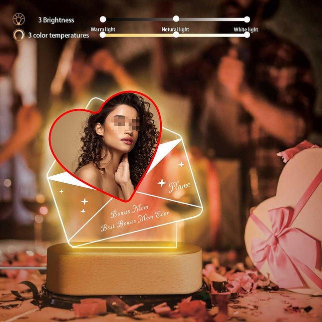 UUBAO Customized Acrylic Night Light Gifts Personalized Mother's Day Gifts Custom Photo for Bonus Mom