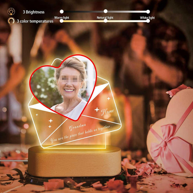 UUBAO Customized Acrylic Night Light Gifts Personalized Mother's Day Gifts Custom Photo for Grandma