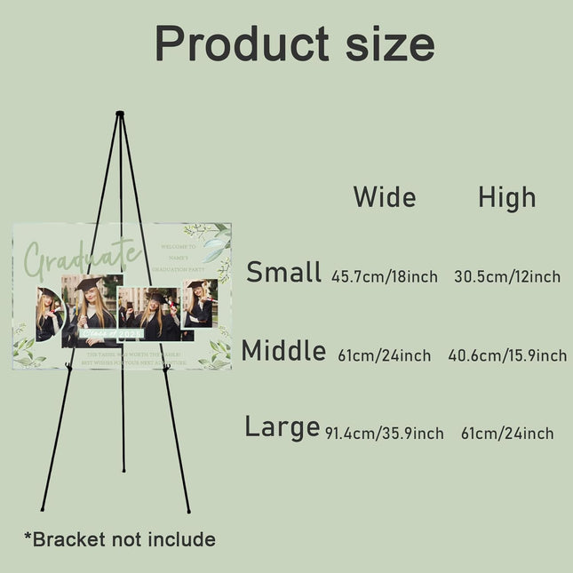 UUBAO Customized Welcome Sign for Graduation Party Personalized Acrylic Sign with Photo Name Class of 2025 Graduation Decor(Green Leaves)