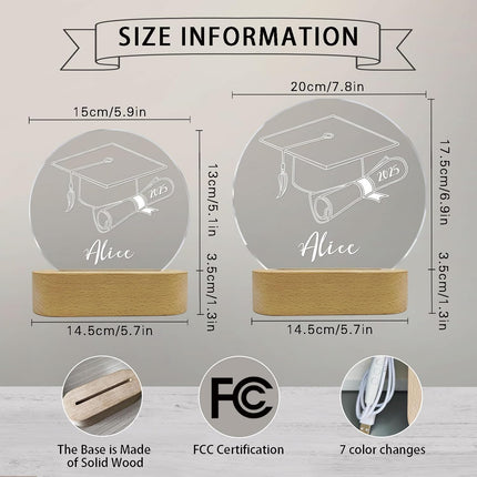 UUBAO Personalized Graduation Lamp Gifts for Her or Him Class of 2025 Custom Name College & Year Congrats Grad 3D Illusion Night Light Decoration for High School Graduation or University (Scroll)