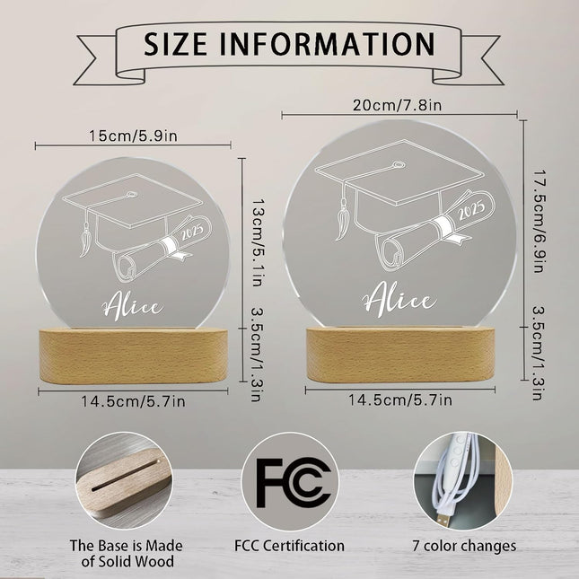 UUBAO Personalized Graduation Lamp Gifts for Her or Him Class of 2025 Custom Name College & Year Congrats Grad 3D Illusion Night Light Decoration for High School Graduation or University (Scroll)