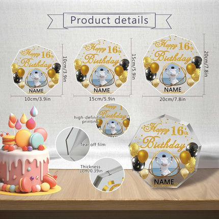 UUBAO Custom Happy Birthday Acrylic Plaque Desktop with Photo Personalized  Birthday Gift Ideas Keepsake Paperweight Sign(Yellow)