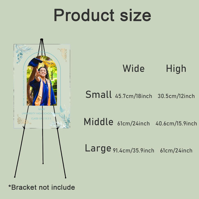 UUBAO Customized Welcome Sign for Graduation Party Personalized Acrylic Sign with Photo Name Class of 2025 Graduation Decor(Blue)