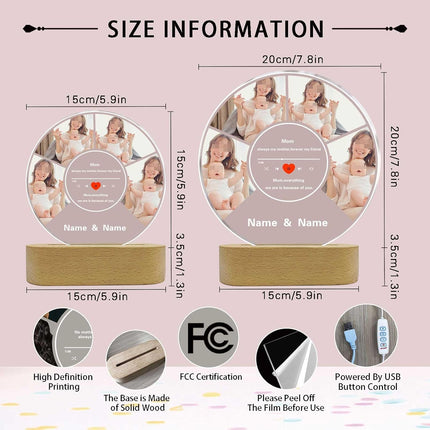UUBAO Customized Acrylic Night Light Gifts Personalized Mother's Day Gifts Gifts for Mom