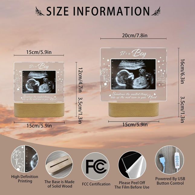 UUBAO Custom Ultrasound Picture Mother's Day Night Light Gift Pregnancy Announcements Ideas Personalized Sonogram Photo Pregnancy Gift